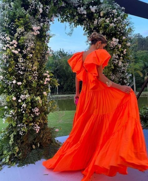 Orange Prom Dress Women Sexy Dress Elegant Party Dress