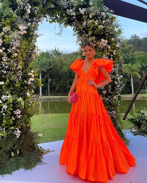 Orange Prom Dress Women Sexy Dress Elegant Party Dress Main image