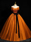 Orange Satin off the Shoulder Sequins Quinceanera Dress