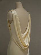 Pastel Yellow Satin Backless Mermaid Long Prom Dress