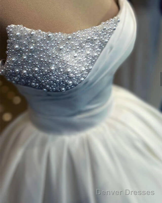 Pearl Strapless Satin Corset Wedding Dress Secondary image