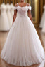 Pearl Pink Straps A Line Tulle Long Prom Dress with Pearls, Long Formal Gown