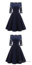 Perfect Navy Blue Homecoming Dress,Off The Shoulder Homecoming Dresses