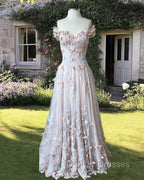 Pink A-Line Butterfly Prom Dress
