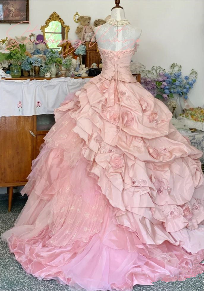 Pink A Line Princess Quinceanera Dress Ball Gown Sweet 16 Dress