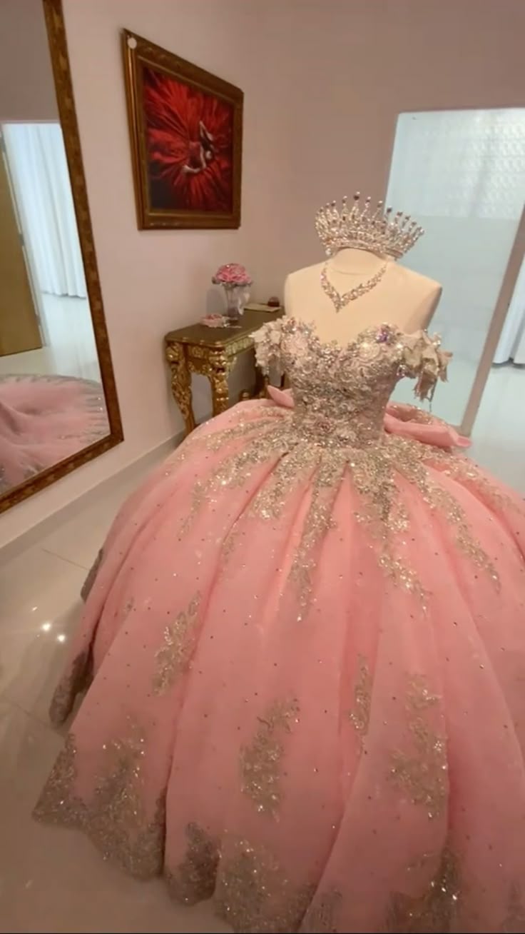 Pink A Line Princess Quinceanera Dress Ball Gown, Sweet 16 Dress