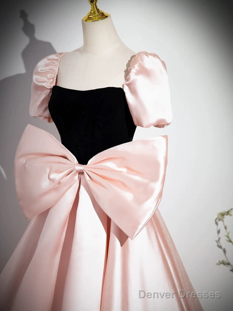 Pink A-Line Satin Long Prom Dress, Pink Long Formal Dress Secondary image