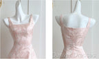 Pink A-Line Vintage Butterfly Embroidered Satin Prom Dress Birthday Dressed01772