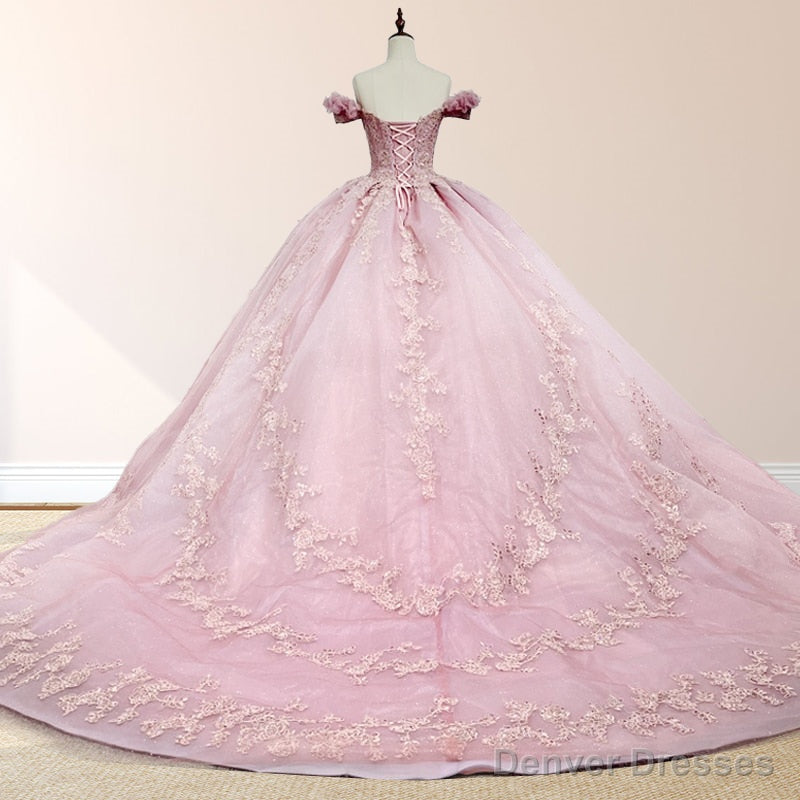 Pink Ball Gown Off the Shoulder Quinceanera Dresses