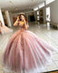 Pink Ball Gown Prom Long Dress Sweetheart Corset