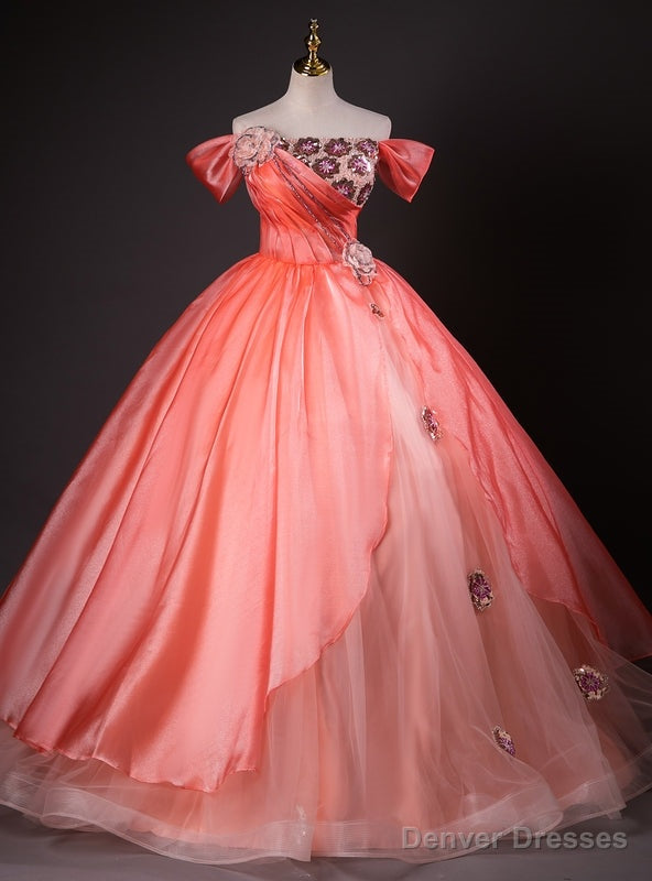 Pink Ball Gown Sequins Tulle Quinceanera Dress Main image