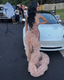 Pink Beaded Formal Dress With Slit Sequins Evning Dress