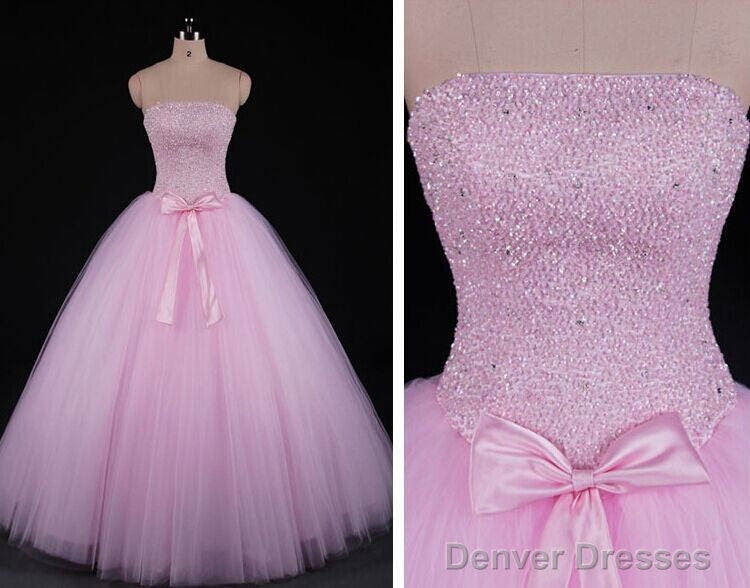 Pink Beaded Gorgeous Long Sweet 16 Dresses, New Style Formal Dresses Secondary image