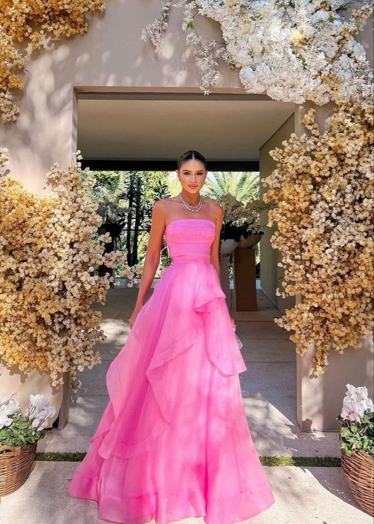 Pink Long Formal Gowns, Pink Party Dress
