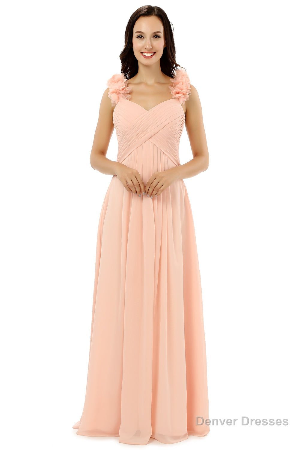 Pink Chiffon Halter Backless With Pleats Bridesmaid Dresses Main image