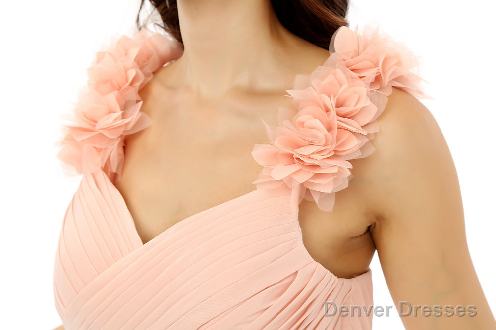 Pink Chiffon Halter Backless With Pleats Bridesmaid Dresses