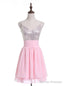 Pink Chiffon Sequins Sleeveless Homecoming Dress