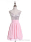Pink Chiffon Sequins Sleeveless Homecoming Dress