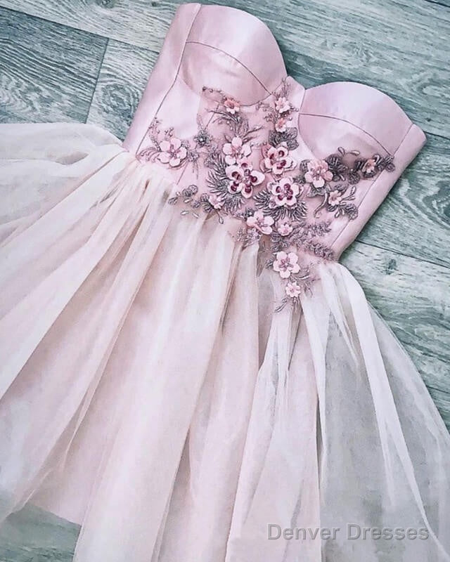 Pink Corset Mini Dress With 3D Flowers Main image