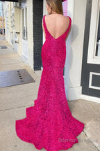 Pink Deep V Neck Mermaid Prom Dress