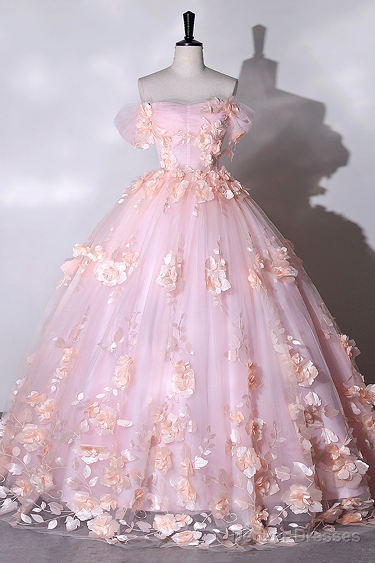 Evening Gown, Pink Flowers Sweetheart Ball Gown Formal Dresses, Pink Long Sweet 16 Dresses Denver Dresses Evening Gown, Pink Flowers Sweetheart Ball Gown Formal Dresses, Pink Long Sweet 16 Dresses Denver Dresses