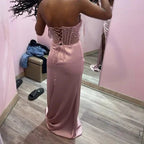Pink/Green/Blue Gorgeous Shiny Exquisite Beaded Long Slit Elegant Sexy Prom Dress Evening Dress Party Dress