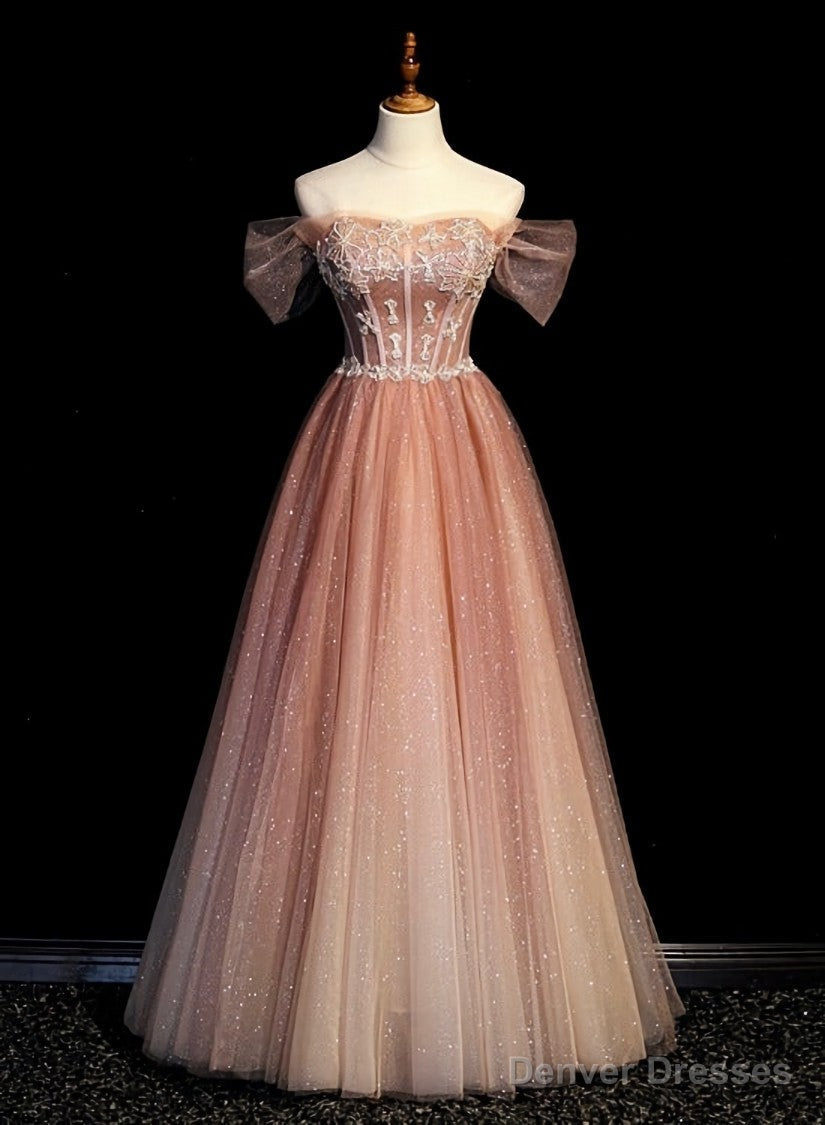 Pink Gradient Beaded Sweetheart Party Dress, Pink Gradient Evening Party Dresses Secondary image