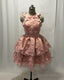 Pink Halter Mini Dress With 3D Flowers