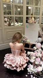 Pink Homecoming Dress Mini Party Dress Birthday Prom Graduation Dress