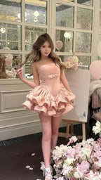 Pink Homecoming Dress Mini Party Dress Birthday Prom Graduation Dress