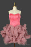 Pink Homecoming Dresses Sweetheart Neck Short Prom Dresses A Line Party Dress with Feather
