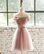 Pink Lace Tulle Short Prom Dress, Homecoming Dress