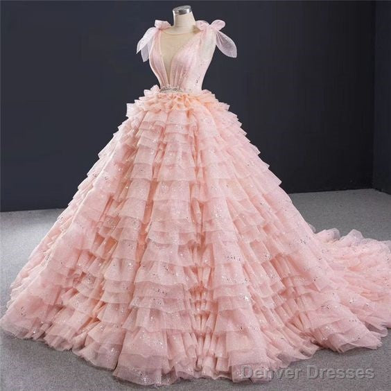 Pink Layered Ruffle Blush Pink Ball Gown Quinceanera Dress With Cascading Ruffles Main image