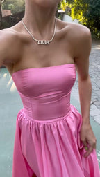 Pink Leg Split Prom Dress Women Sexy Party Dress