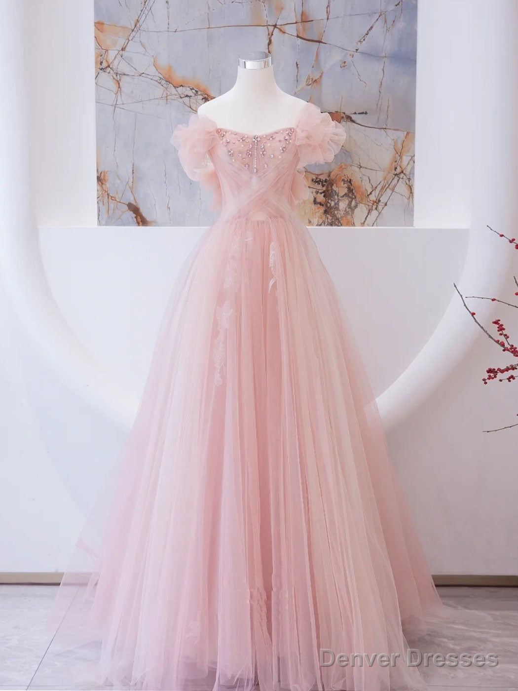 Pink Long prom dress, Pink A line Formal Graduation Dresses