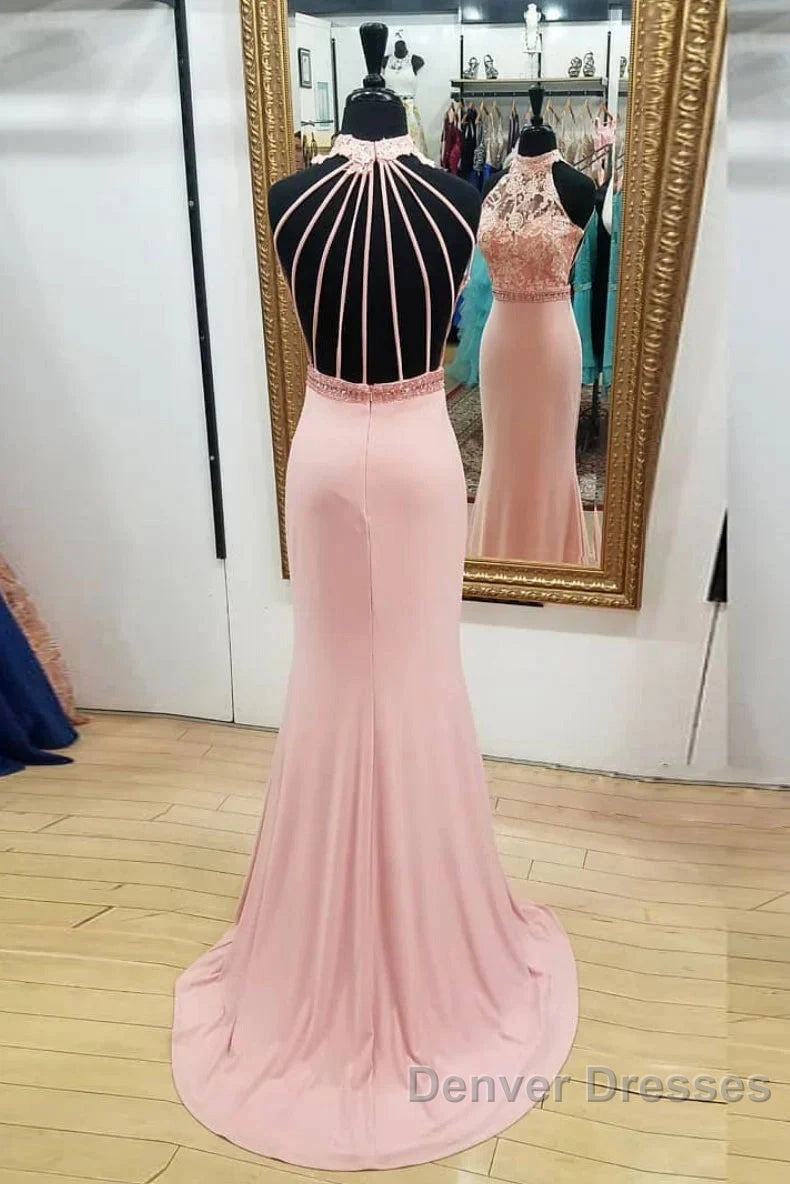 Pink Mermaid Lace Long Wedding Dress Secondary image