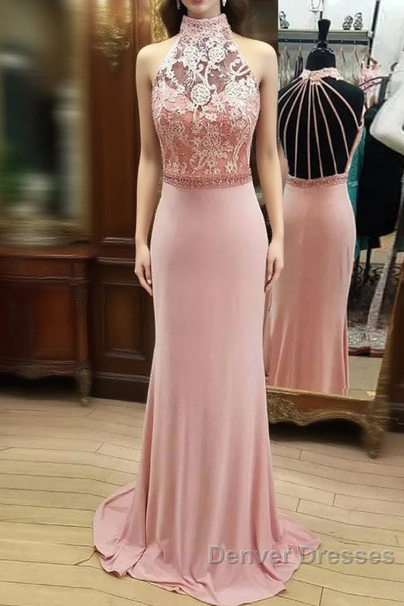 Pink Mermaid Lace Long Wedding Dress Main image
