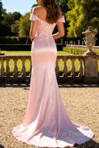 Pink Mermaid Off the Shoulder Long Mother Of Bride Dresses with Appliques