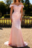 Pink Mermaid Off the Shoulder Long Mother Of Bride Dresses with Appliques