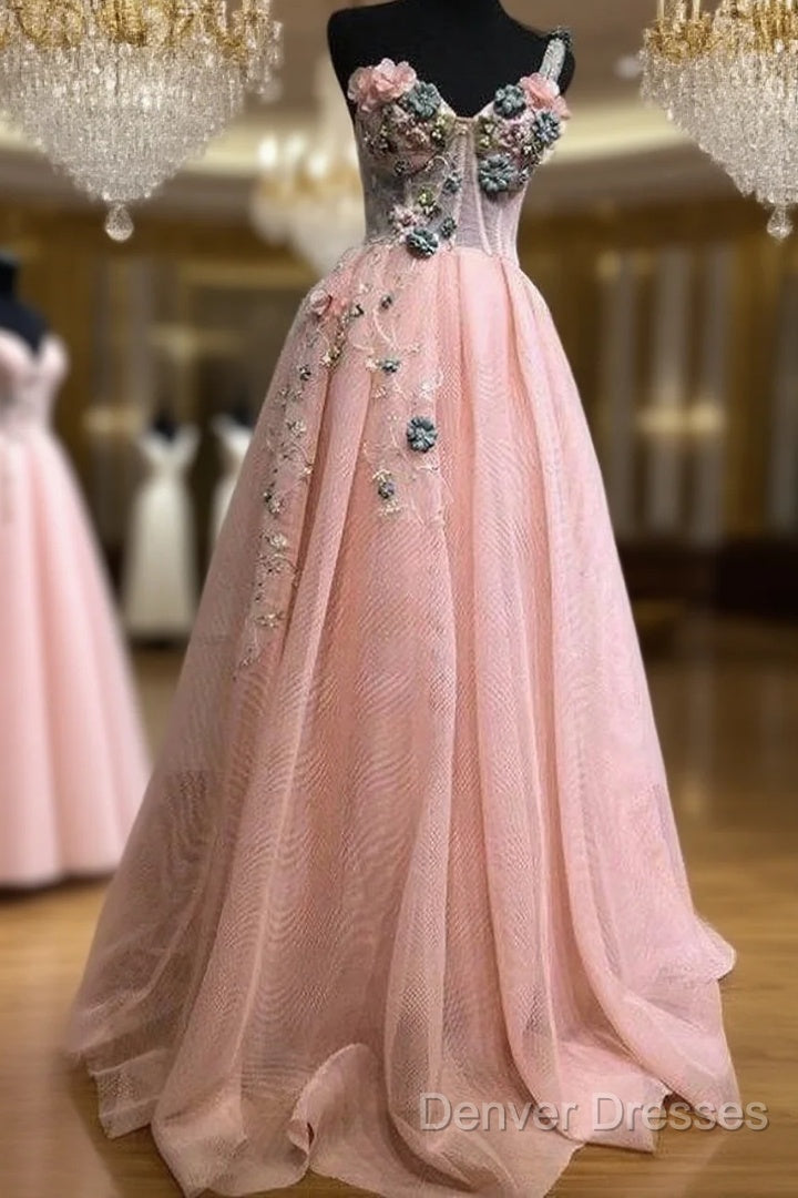 Pink Muslim Evening Dress A-Line One-Shoulder Tulle Pearls Long Islamic Dubai Saudi Arabic Long Formal Evening Gown Main image