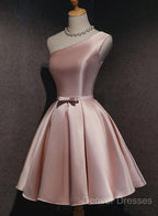 Pink Off Shoulder Homecoming Dress, Pink Party Dress , Cute Satin Dress