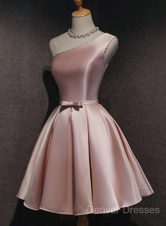 Pink Off Shoulder Homecoming Dress, Pink Party Dress , Cute Satin Dress