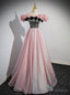 Pink Off the Shoulder Lave Bow Prom Dress