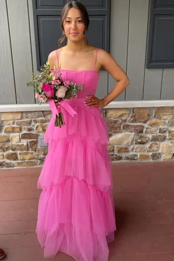 Pink Prom Dress Evening Gown Long Prom Dress