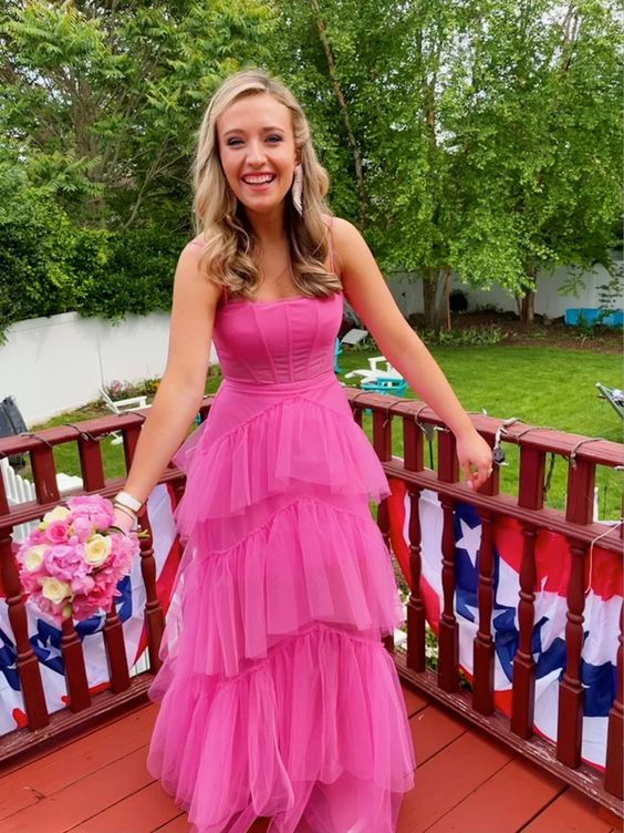Pink Prom Dress Evening Gown Long Prom Dress Main image