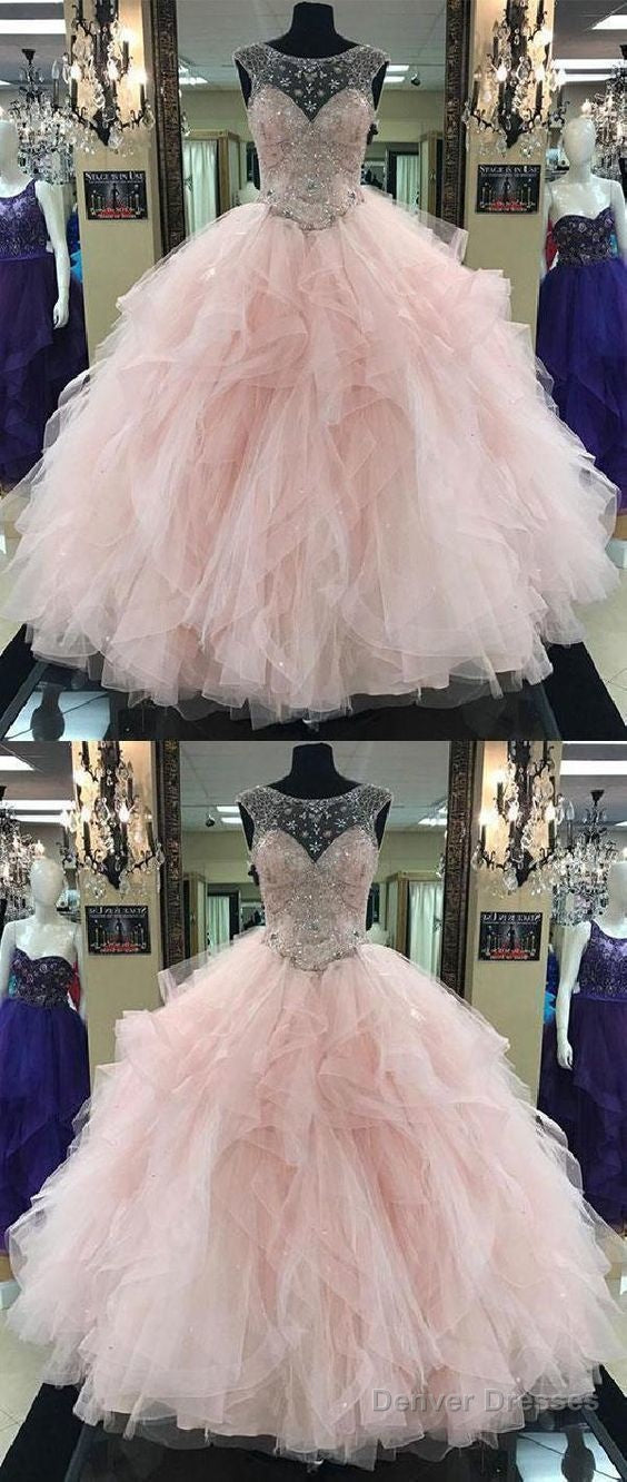Pink Prom Dress Pink Beading Long Prom Dress Ball Gowns Cap Sleeve Wedding Dress Evening Dress Secondary image