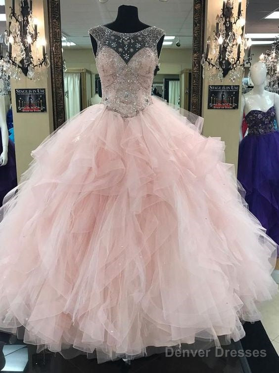 Pink Prom Dress Pink Beading Long Prom Dress Ball Gowns Cap Sleeve Wedding Dress Evening Dress Main image