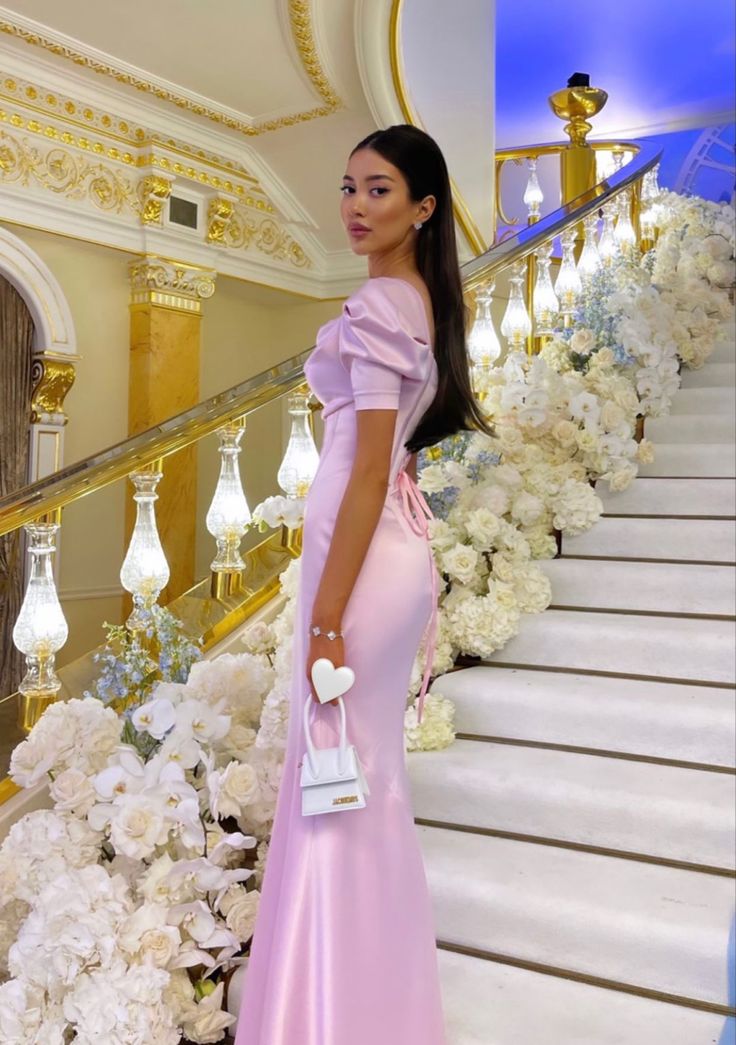 Pink Prom Dress Women Formal Party Evening Gown