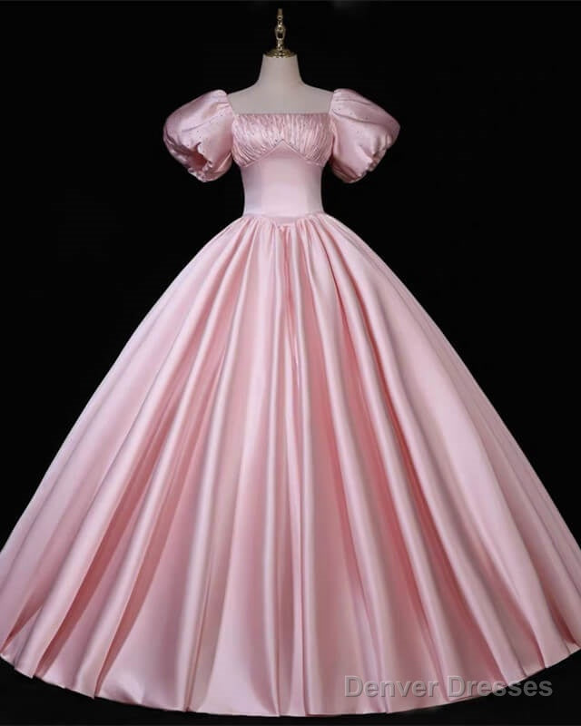 Pink Puffy Sleeve Ball Gown Dress Main image