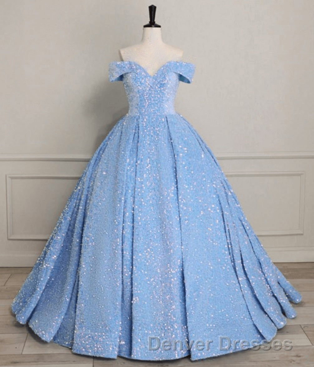 Pink Quinceanera Dress Sequin Off The Shoulder Ball Gown Dress